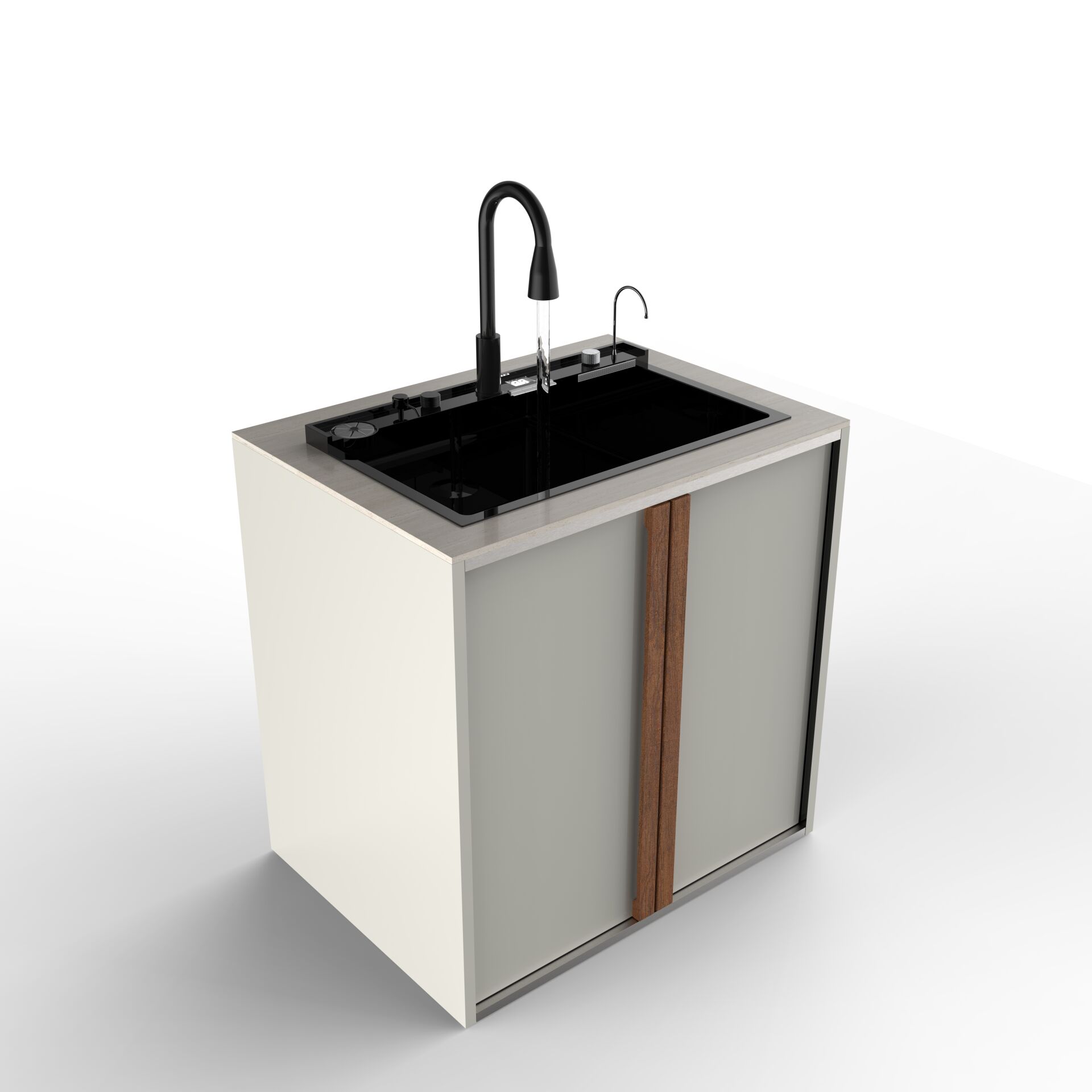 Sinn Cleaner - Akıllı Evyeli Yıkama Modülü PURE WHITE - TRAVERTINE BEIGE