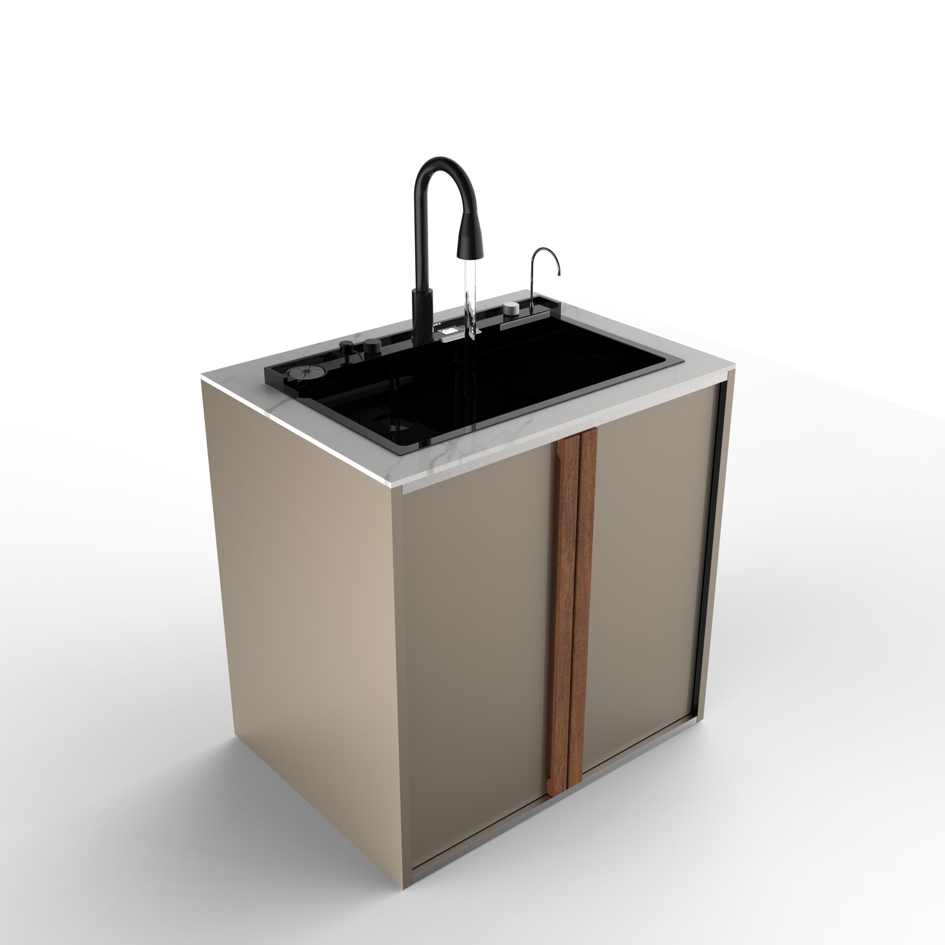 Sinn Cleaner - Akıllı Evyeli Yıkama Modülü CHAMPAGNE - SAGA WHITE