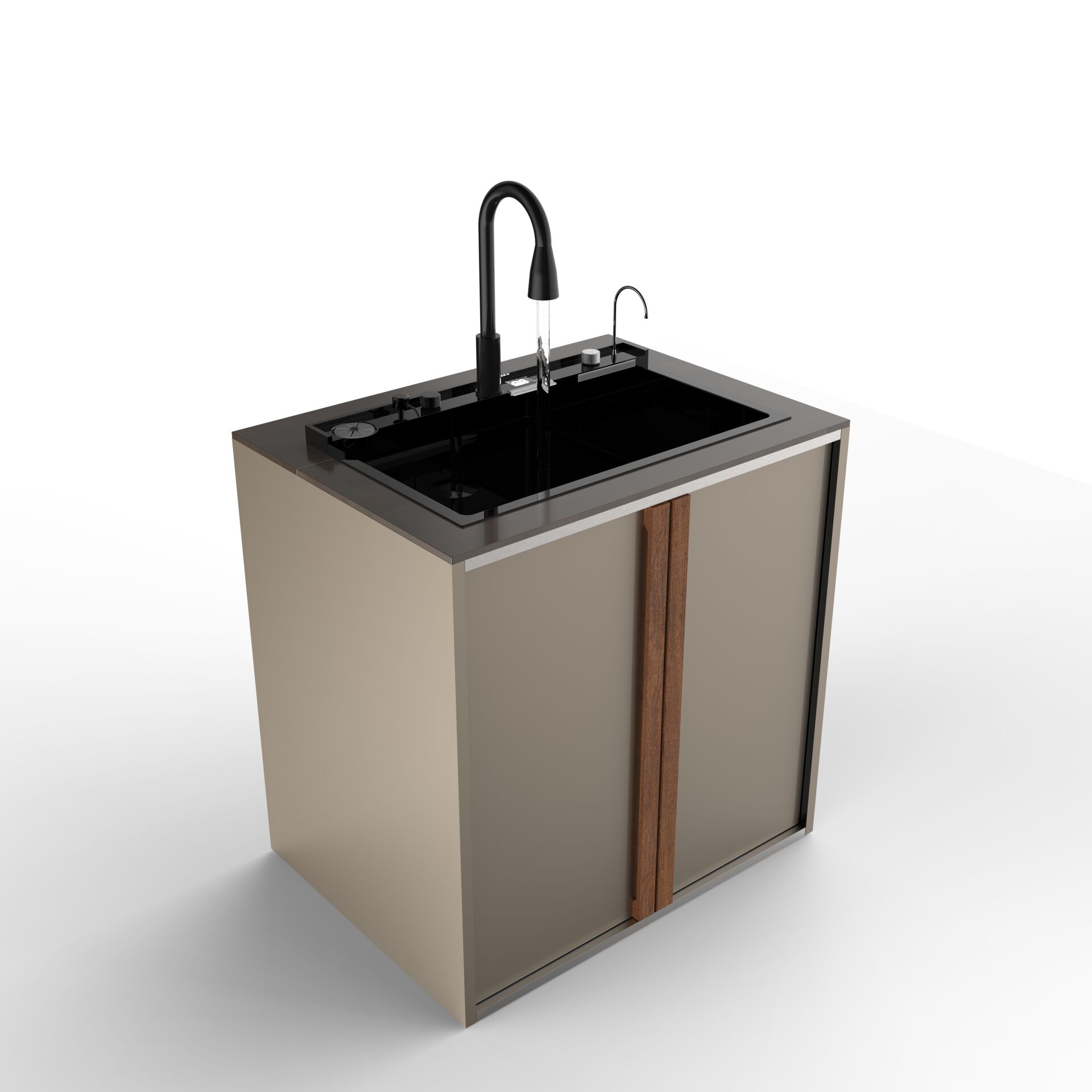 Sinn Cleaner - Akıllı Evyeli Yıkama Modülü CHAMPAGNE - OXIDO BROWN MATTE