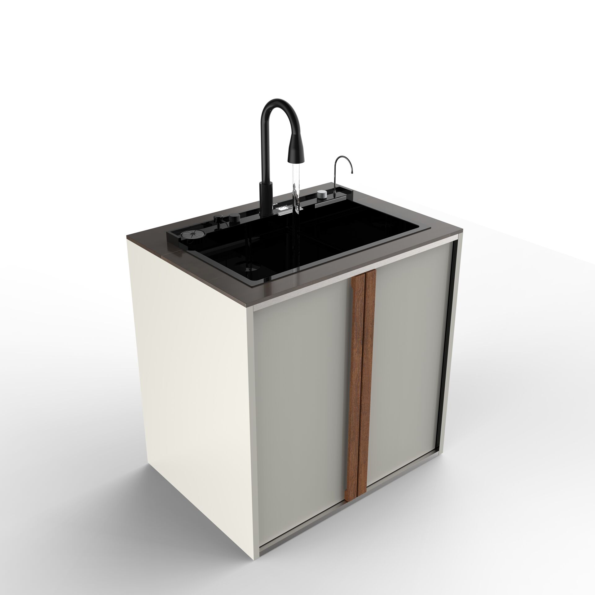 Sinn Cleaner - Akıllı Evyeli Yıkama Modülü PURE WHITE - OXIDO BROWN MATTE