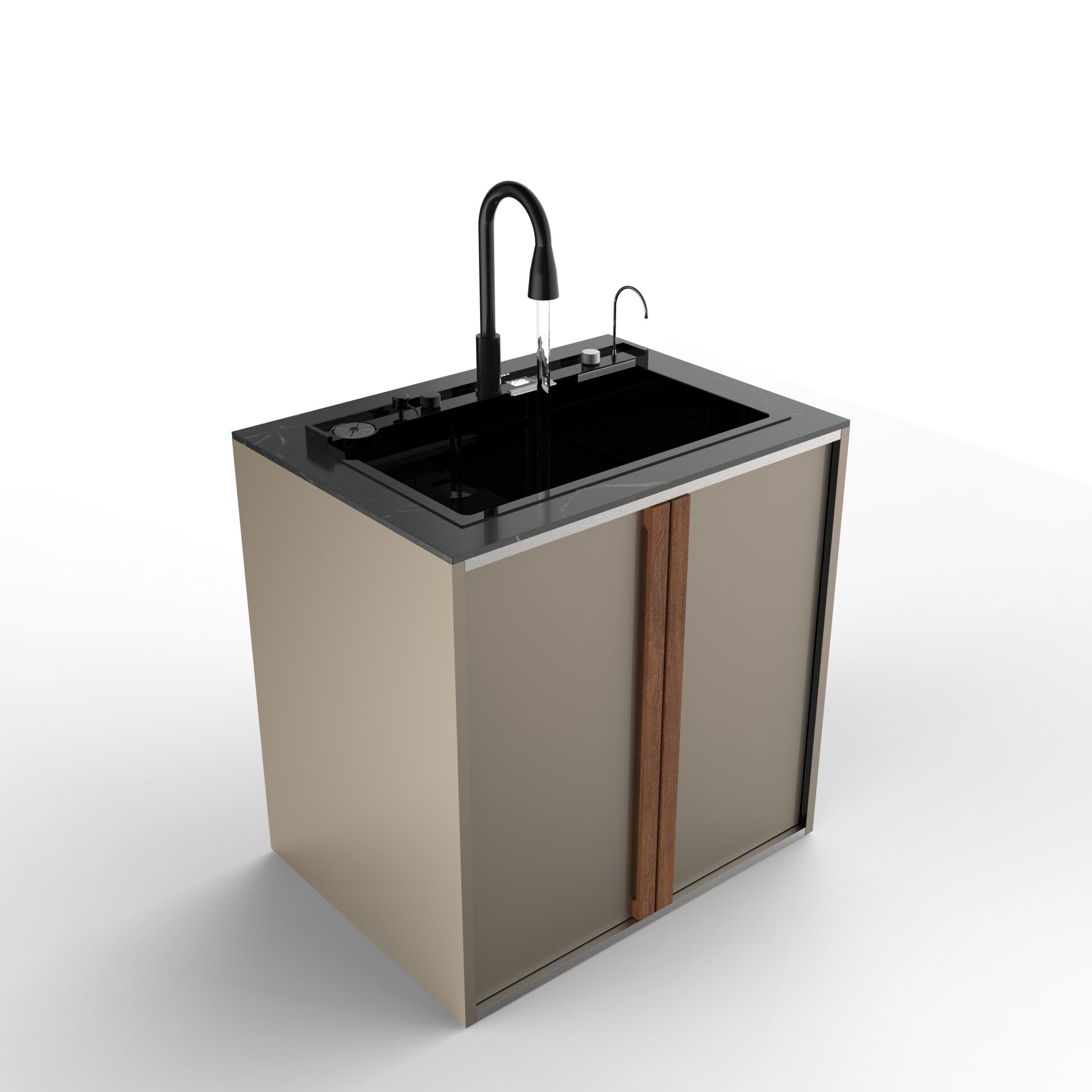 Sinn Cleaner - Akıllı Evyeli Yıkama Modülü ANATOLIAN BLACK - CHAMPAGNE